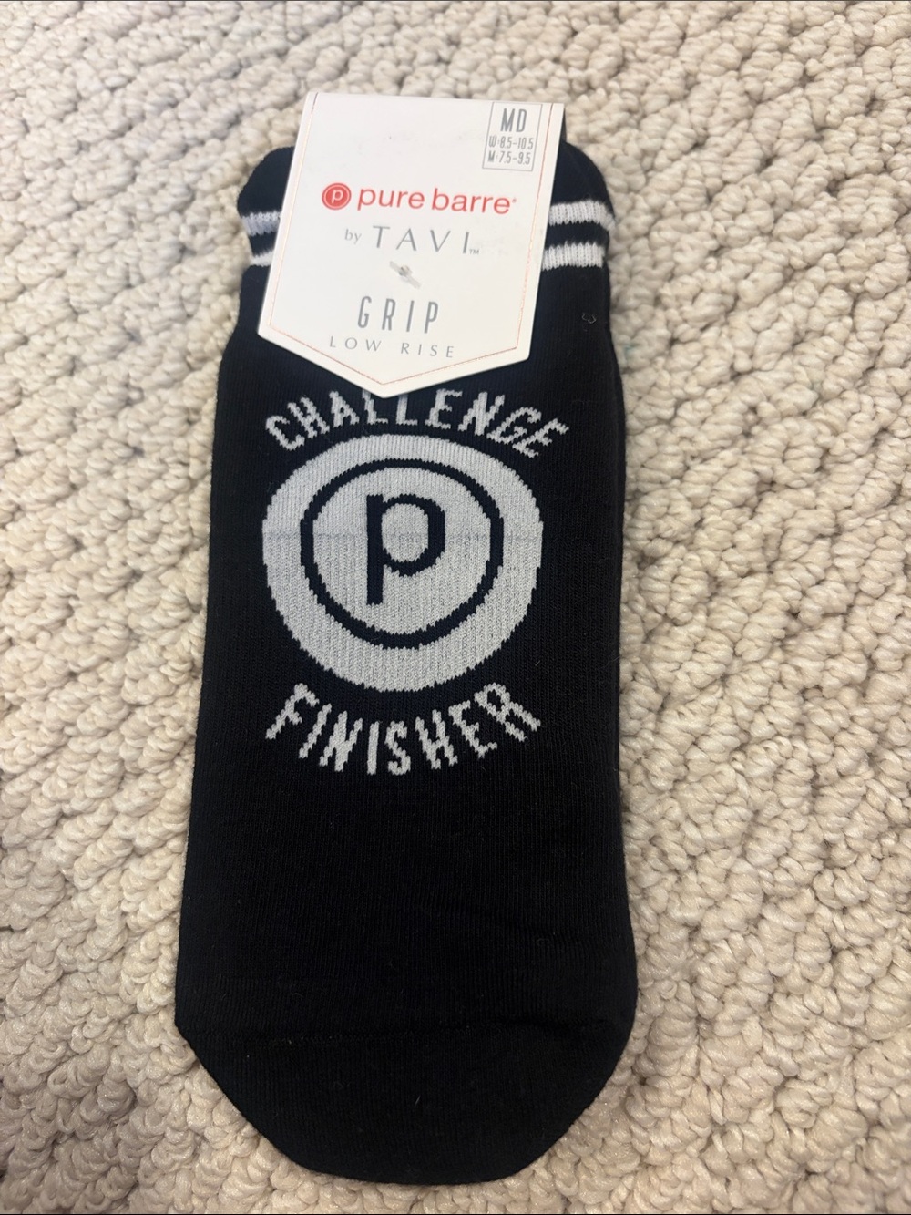 Pure Barre Black Low-Rise Grip 'Challenge Finisher' Socks